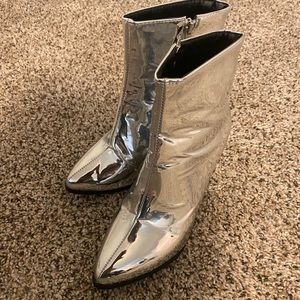Metallic/Chrome heeled booties